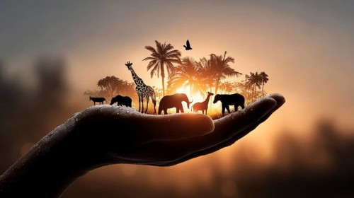 Concept of wildlife preservation and nature conservation in the age of AI and sustainable