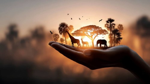 Concept of wildlife preservation and nature conservation in the age of AI and sustainable