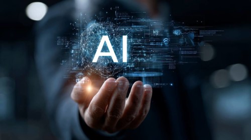 AI technology advancements. Illustration of AI implementation and the way it influences jobs and