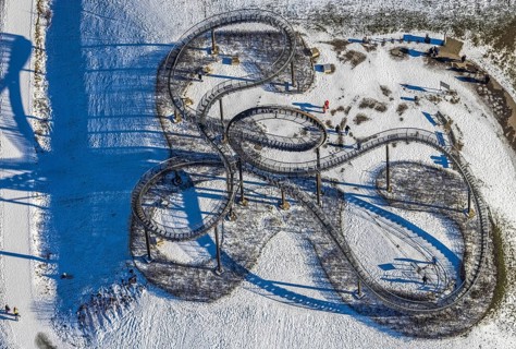 Aerial view, Tiger & Turtle - Magic Mountain, artwork, Wanheim-Angerhausen, Duisburg, Ruhr area,