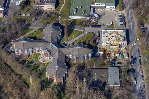 Aerial view, Walter Cordes residential home at Evang. Hospital Duisburg-Nord, construction site