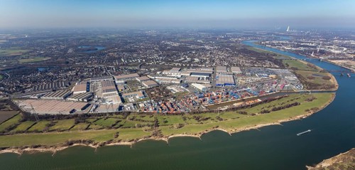 Aerial photo, Duisport, Duisburger Hafen AG, Logport I, container port, Rhine harbour,