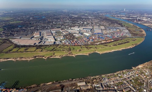 Aerial photo, Duisport, Duisburger Hafen AG, Logport I, container port, Rhine harbour,