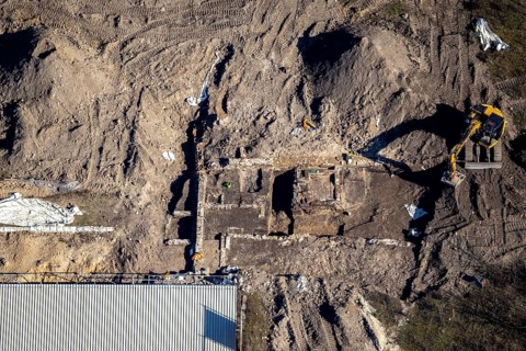 Aerial view, construction site for new residential complex, Mercator Quartier Duisburg,