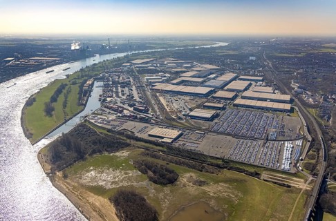 Aerial photo, Duisport, Duisburger Hafen AG, Logport I, container port, Rhine harbour,