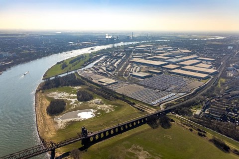 Aerial photo, Duisport, Duisburger Hafen AG, Logport I, container port, Rhine harbour,