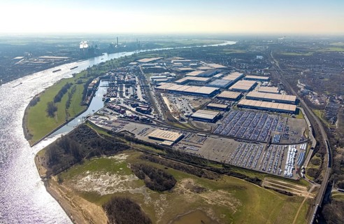 Aerial photo, Duisport, Duisburger Hafen AG, Logport I, container port, Rhine harbour,