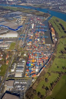 Aerial photo, Duisport, Duisburger Hafen AG, Logport I, container port, Rhine harbour,