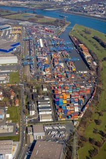 Aerial photo, Duisport, Duisburger Hafen AG, Logport I, container port, Rhine harbour,