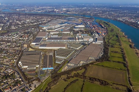 Aerial photo, Duisport, Duisburger Hafen AG, Logport I, container port, Rhine harbour,