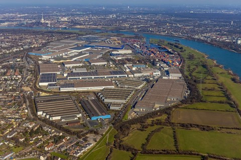 Aerial photo, Duisport, Duisburger Hafen AG, Logport I, container port, Rhine harbour,