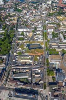 Aerial view, construction project new office building Düsseldorfer Straße at the former city