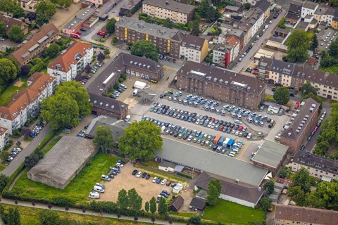 Aerial view, police headquarters, Neudorf, Duisburg, Ruhr area, North Rhine-Westphalia, Germany,