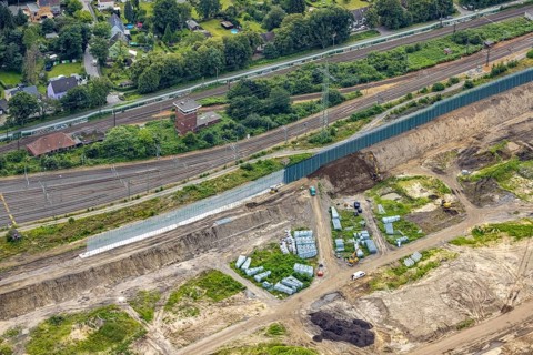 Aerial view, former marshalling yard Wedau, planned new Duisburg residential quarter, Wedau,