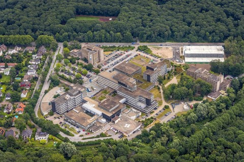 Aerial view, Sana Kliniken Duisburg, Wanheimerort, Duisburg, Ruhr area, North Rhine-Westphalia,