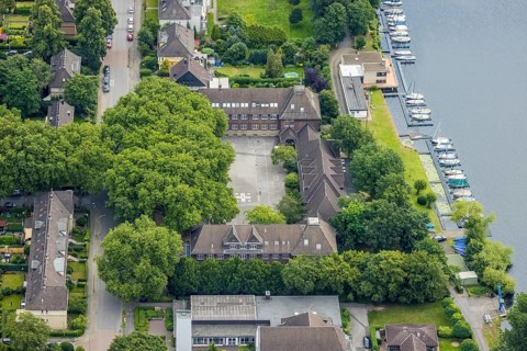 Aerial photo, GGS Grundschule am See, Wedau, Duisburg, Ruhr area, North Rhine-Westphalia, Germany,