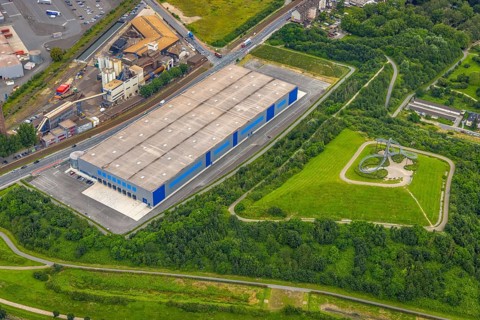 Aerial view, Tiger & Turtle - Magic Mountain and new logistics hall, Wanheim-Angerhausen, Duisburg,