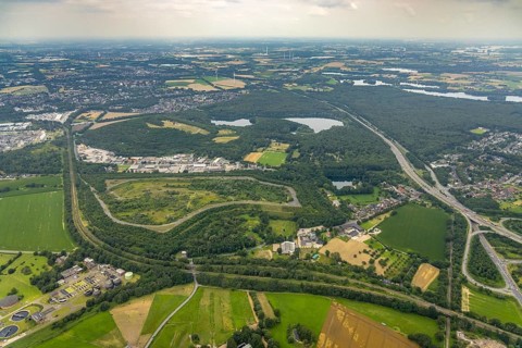 Aerial view, brownfield site Lohmannsheide spoil tip on Grafschafter Straße for planned hazardous
