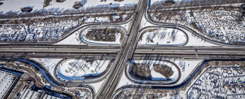 Aerial view, motorway junction Duisburg, A59 and A40, Kaßlerfeld, Duisburg, Ruhr area, North