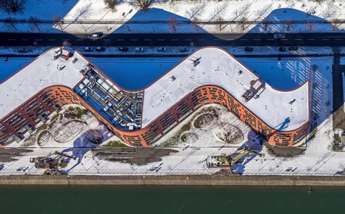 Aerial view, Landesarchiv North Rhine-Westphalia Abteilung Rheinland, Yachthafen Marina Duisburg,