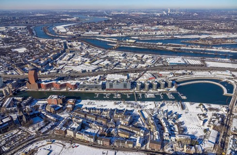 Aerial view, Landesarchiv North Rhine-Westphalia Abteilung Rheinland, Yachthafen Marina Duisburg,