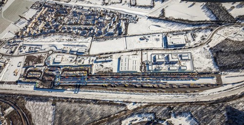 Aerial view, logport III, industrial estate Dahlingstraße, railway settlement, Samskip Multimodal