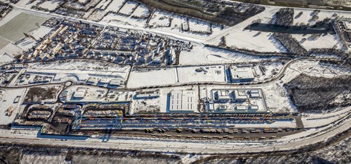 Aerial view, logport III, industrial estate Dahlingstraße, railway settlement, Samskip Multimodal