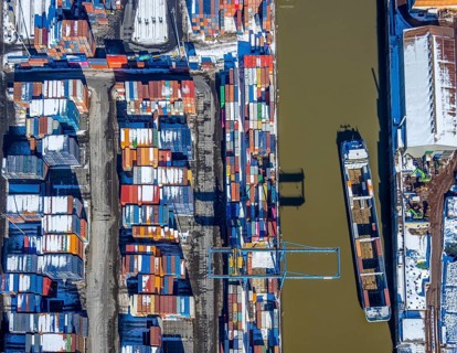 Aerial view, logport I, terminal, container port, DIT Duisburg Intermodal Terminal GmbH, D3T