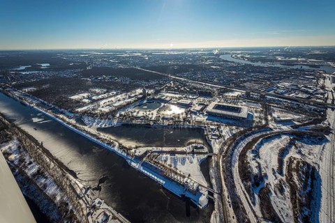 Aerial view, football stadium Schauinsland-Reisen-Arena, MSV Duisburg Arena, Sportpark Duisburg,