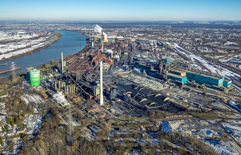 Aerial view, Hüttenwerke Krupp Mannesmann and Huckingen power station, Rheinaue Ehingen,