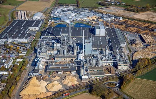 Aerial photograph, Egger Holzwerkstoffe GmbH in Brilon, Sauerland, North Rhine-Westphalia, Germany,