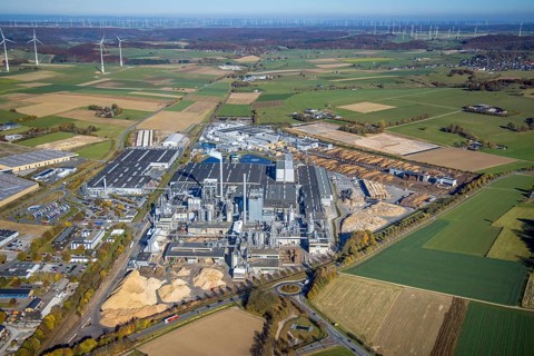 Aerial photograph, Egger Holzwerkstoffe GmbH in Brilon, Sauerland, North Rhine-Westphalia, Germany,
