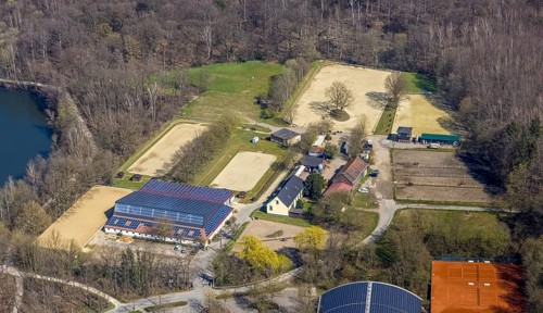 Aerial view, riding centre, riding and driving club 1947 e.V. Hiesfeld, Dorfstraße, Hiesfeld,