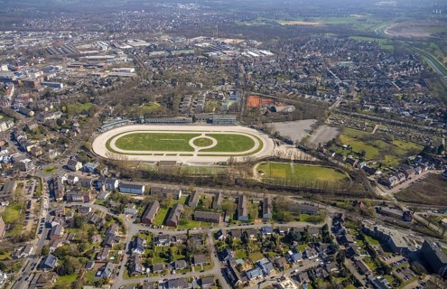 Aerial view, trotting track Dinslaken, Bärenkampallee, Dinslaken, Ruhr area, North