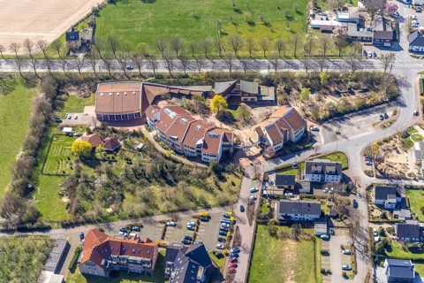 Aerial photo, Freie Waldorfschule Niederrhein, Eppinghoven, Dinslaken, Ruhr area, North