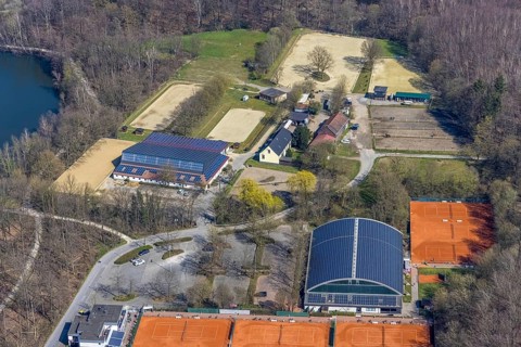 Aerial view, riding centre, riding and driving club 1947 e.V. Hiesfeld, Dorfstraße, Hiesfeld,