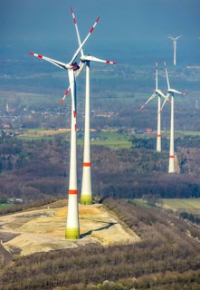 Aerial view, construction site, Halde Lohberg Norderweiterung, wind turbines, Oberlohberg,