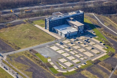 Aerial view, Technology Park Phoenix-West, HAGRO Haustechnik Großhandel, NORDWEST Handel AG, Hörde,