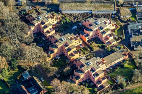 Aerial view of the residential complex Napoleonsweg in Dorsten in the Ruhr area in North