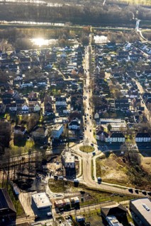 Aerial view of the new roundabout at Halterner Straße / Freiligrathstraße and construction site of