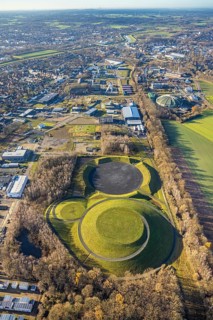 Aerial view of the landscaping work in the CreativQuartier Fürst Leopold on the former site of the