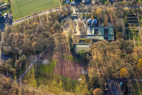 Aerial view of the Albert-Schweitzer-School in the district Hervest in the Glück-Auf-Straße in