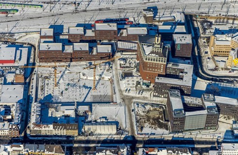 Aerial view, Dortmunder U, Centre for Art and Creativity, Robert-Bosch-Berufskolleg,