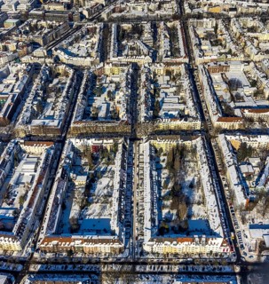 Aerial view, city centre, residential buildings, Hohe Straße, Landgrafenstraße, Ruhrallee,