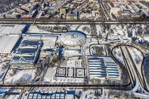 Aerial view, Westfalenhalle, Dortmund, Ruhr area, North Rhine-Westphalia, Germany, DE, Europe,