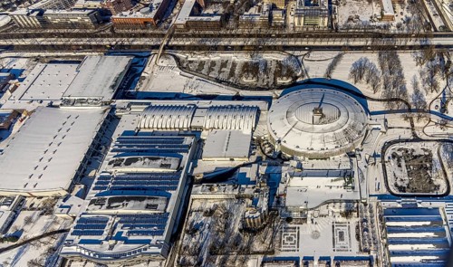 Aerial view, Westfalenhalle, Dortmund, Ruhr area, North Rhine-Westphalia, Germany, DE, Europe,