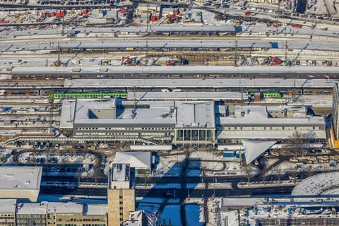 Aerial view, main station, city, Dortmund, Ruhr area, North Rhine-Westphalia, Germany, railway