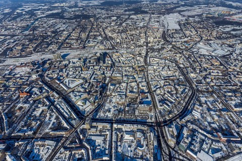 Aerial view, city centre, Wallring, central station, city, Dortmund, Ruhr area, North