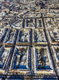 Aerial view, city centre, residential buildings, Hohe Straße, Landgrafenstraße, Ruhrallee,