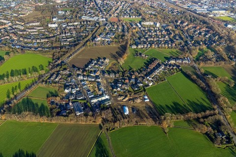 Aerial view of a construction site with residential development Auf dem Beerenkamp /